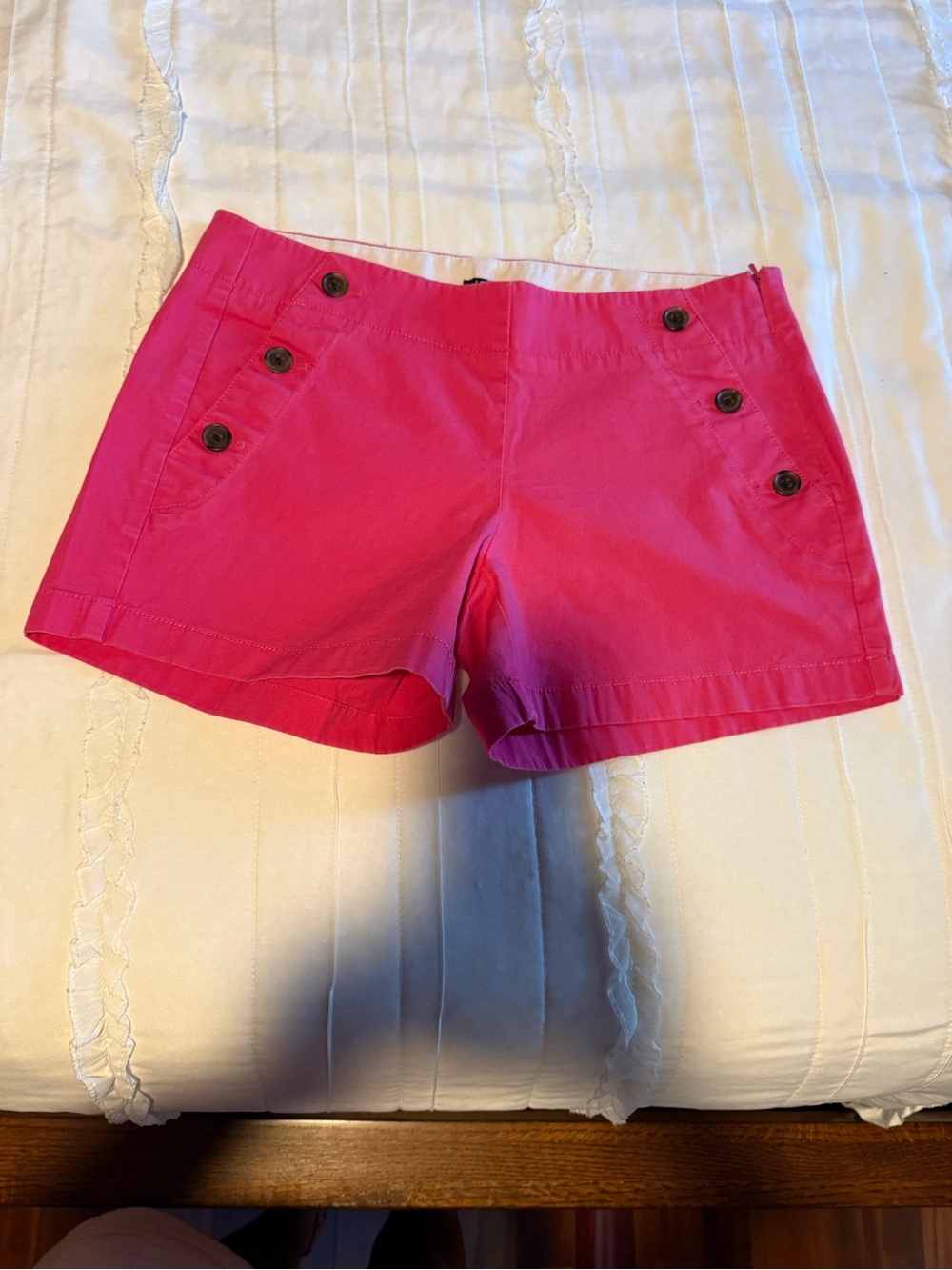 J. Crew Hot Pink Button-Accent Bermuda Shorts